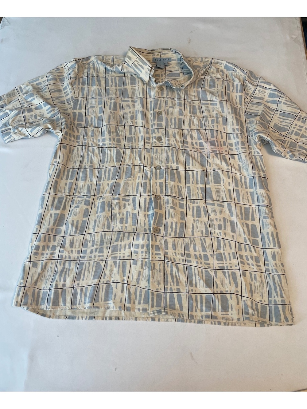 Tulliano 100% Silk Short Sleeve Button-Up Shirt XL